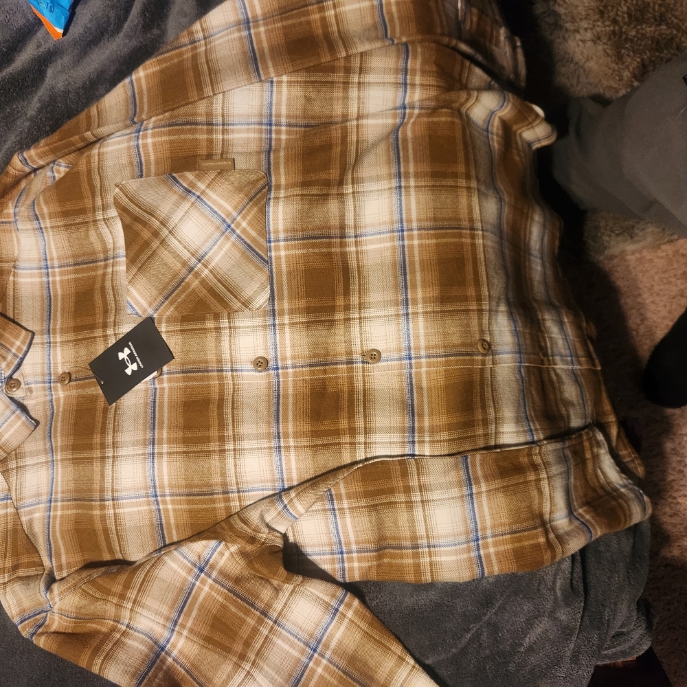 Under Armour Casual Brown and Blue Button Down Shirt